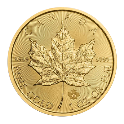 A picture of a 1 oz Gold Maple Leaf Coin (2022)
